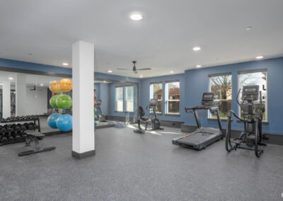 Resident fitness center at The View at NoDA apartments in Athens Georgia