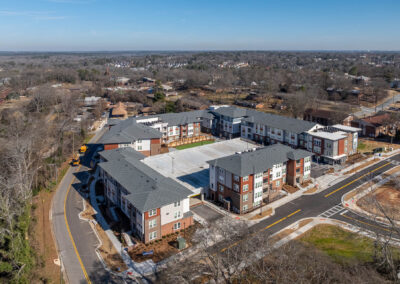 sunny aerial view of The View at NoDA apartments in Athens Georgia